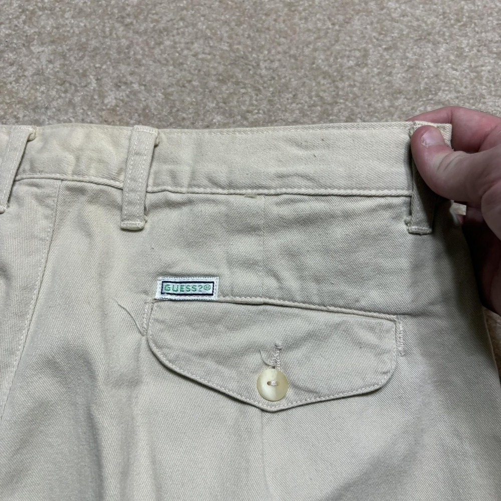 Vtg Guess Georges Marciano Pants Mens 32x32 Beige Pleated Chino USA Twill 80s - Picture 15 of 16